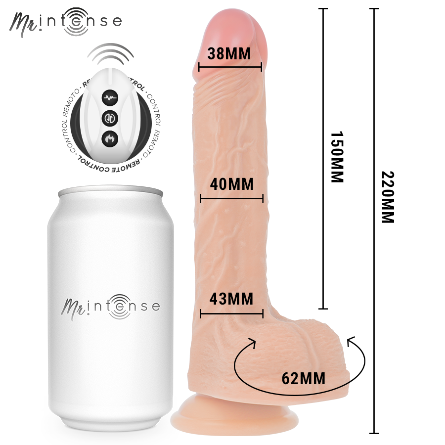 Mr. Intense — Brosnan réaliste multifonctionnel avec vibration, télécommande haut/bas, 22 cm - ou - 4 cm