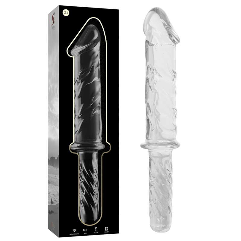 Nebula Series By Ibiza, dildo Modello 24 in vetro borosilicato trasparente, 28,5 cm di lunghezza e 5 cm di diametro