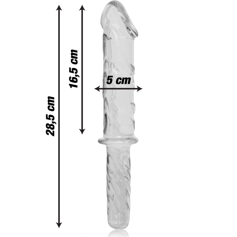Nebula Series By Ibiza, dildo Modello 24 in vetro borosilicato trasparente, 28,5 cm di lunghezza e 5 cm di diametro
