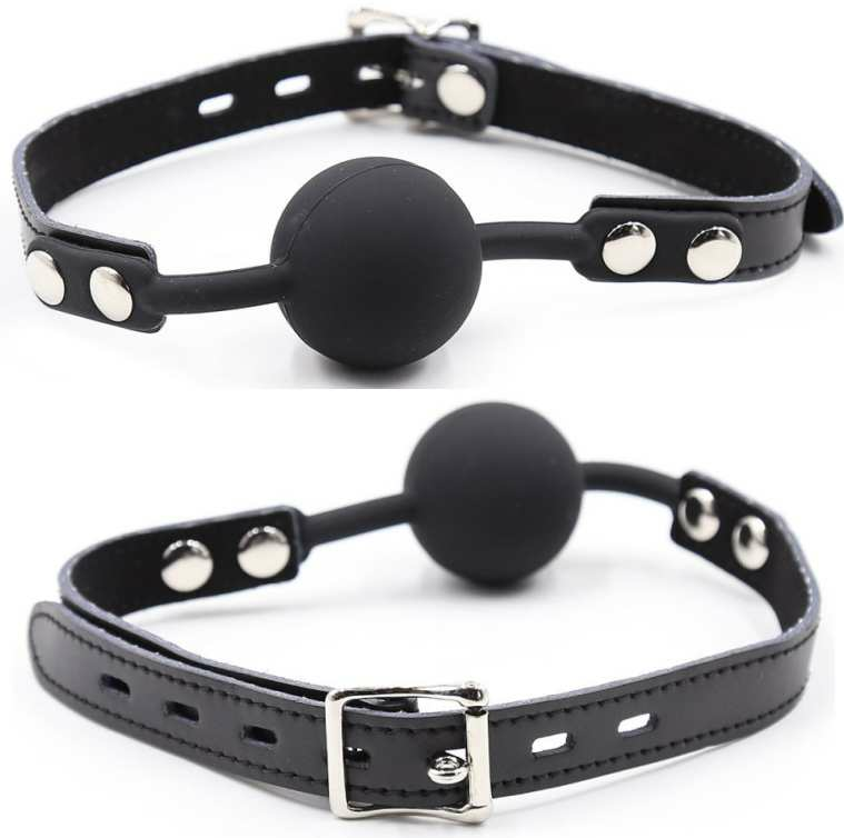 Ohmama — Bâillon balle en silicone avec ceinture en cuir (cadenas inclus)