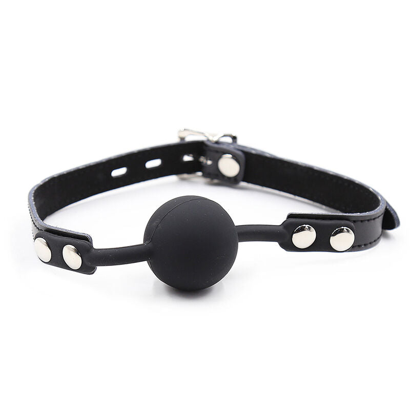 Ohmama — Bâillon balle en silicone avec ceinture en cuir (cadenas inclus)