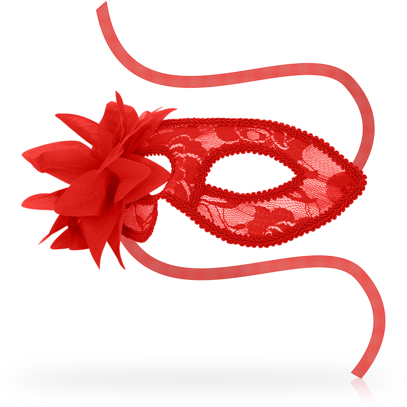 Maschera veneziana Ohmama in pizzo con fiore rosso