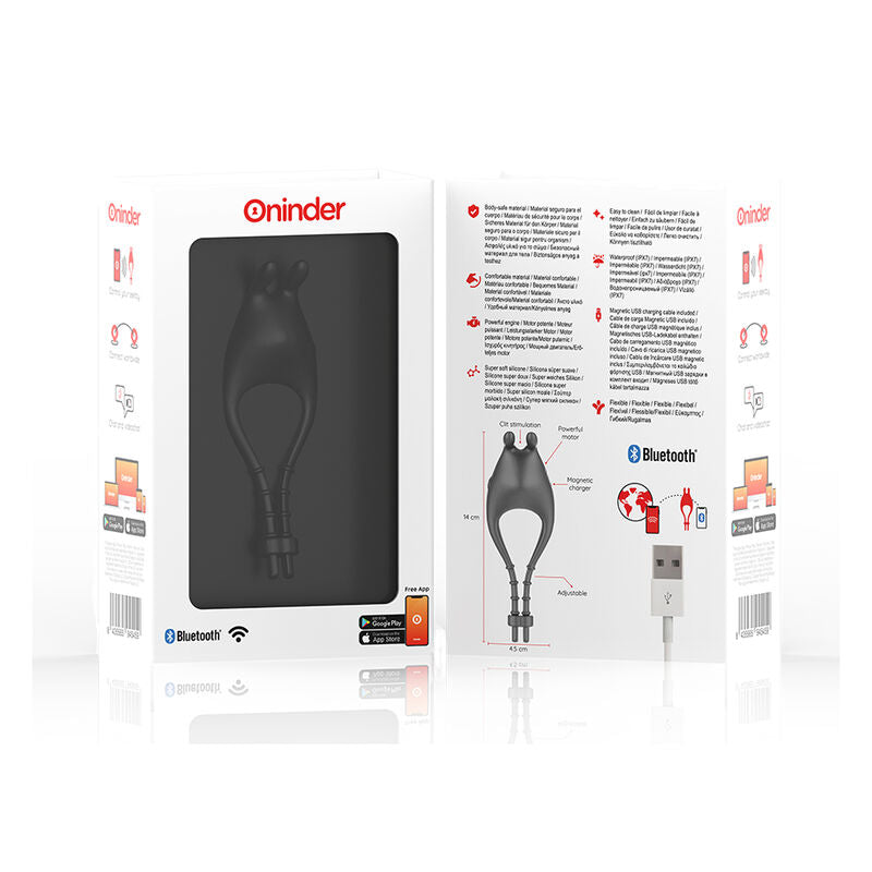 Oninder Pampa – verstellbarer, aufladbarer Vibrationsring mit Klitoris-Stimulator und 10 Geschwindigkeiten, per App steuerbar
