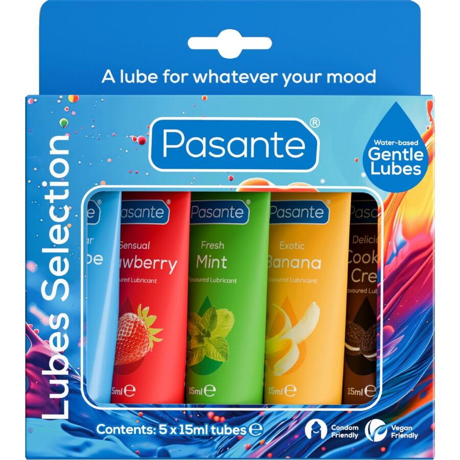 Pasante Mini Lubes Fun Pack – Gleitgel-Probierset, 5 × 15 ml