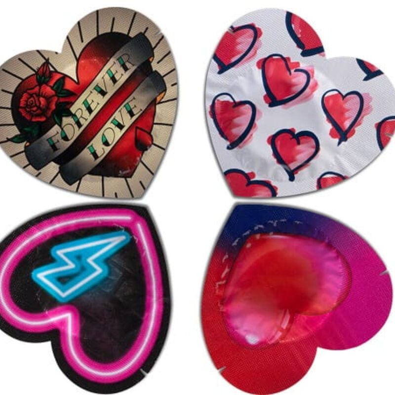 Pasante Heart Shaped Foils — Préservatifs, 144 unités