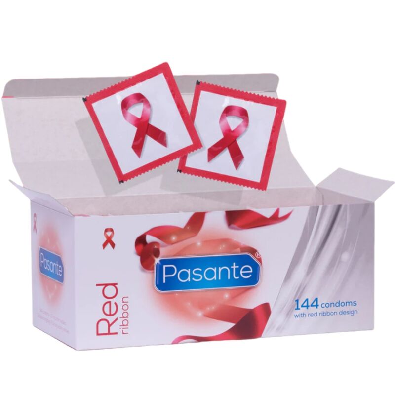 Pasante Red Ribbon – Preservativos con lazo rojo, caja de 144 unidades