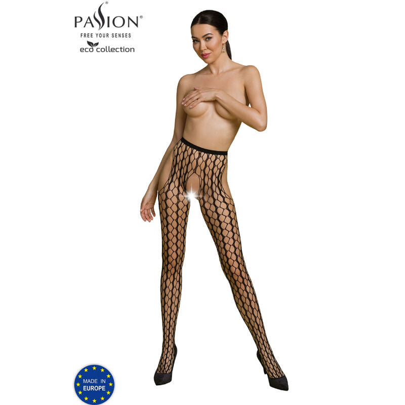 Passion ECO S007 — Bas avec porte-jarretelles intégré — Noir