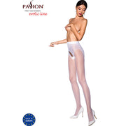 Passion TIOPEN 006 — Collant ouvert à haut floral — Blanc