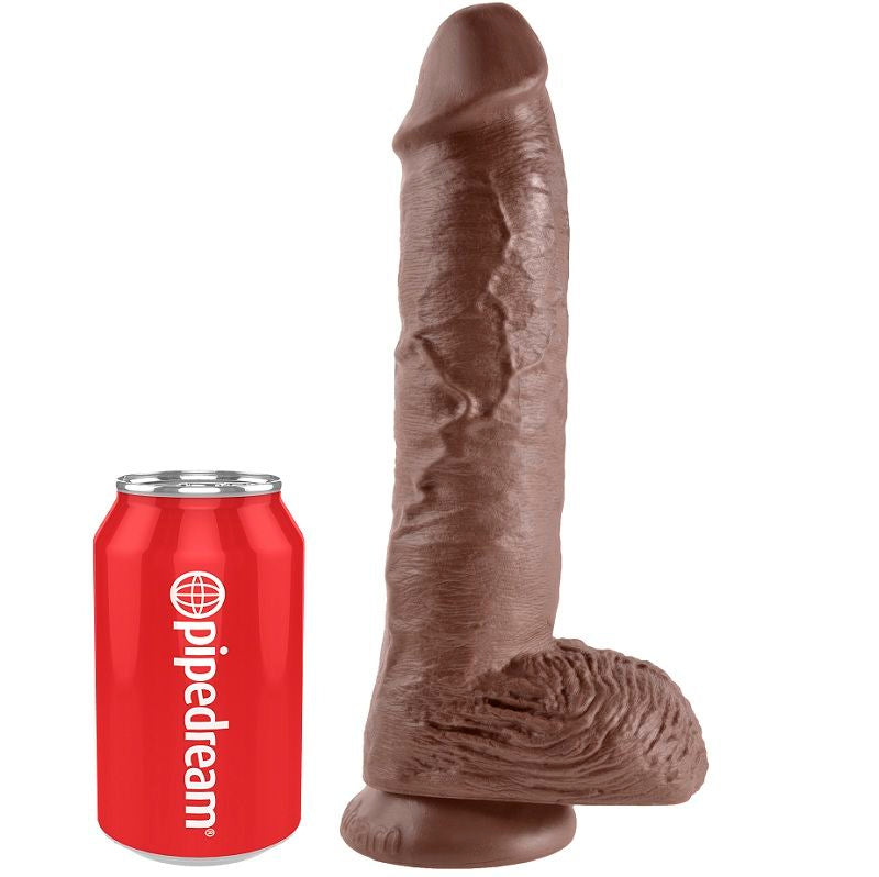 Pipedream King Cock – Dildo con testicoli e ventosa, 10 pollici – Marrone