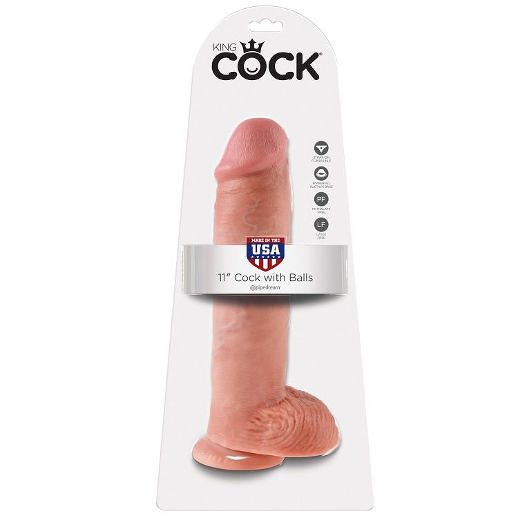 Pipedream King Cock – Dildo largo con testicoli, 11 pollici – Carne chiaro