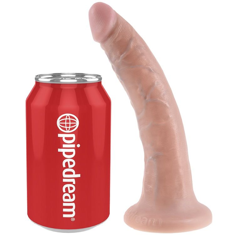 Pipedream King Cock – Dildo realistico sottile con ventosa, 7 pollici – Carne chiaro