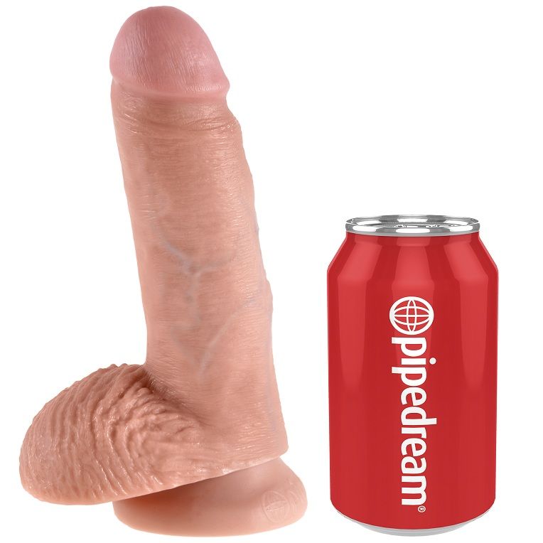 Pipedream King Cock – Dildo con testicoli e ventosa, 7 pollici – Carne chiaro