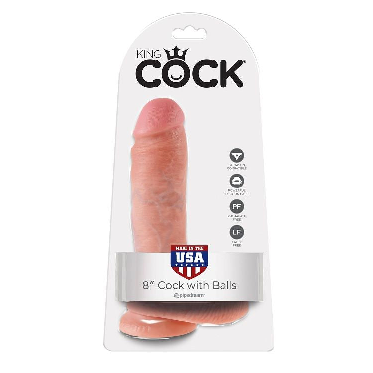 Pipedream King Cock – Dildo dritto con testicoli, 8 pollici – Carne chiaro