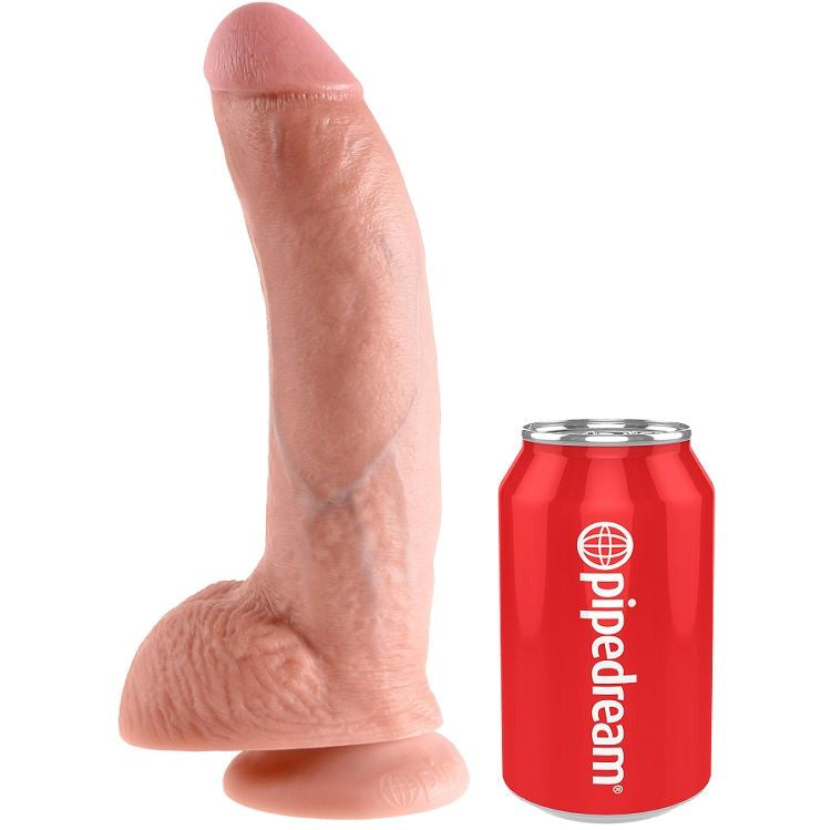 Pipedream King Cock – Dildo con testicoli e asta rialzata, 9 pollici – Carne chiaro