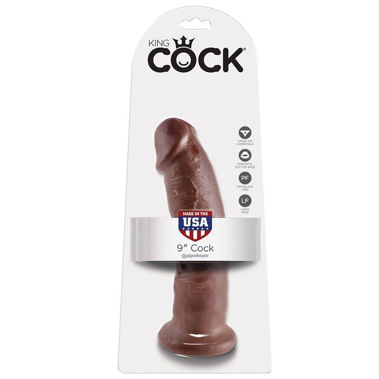 Pipedream King Cock – Consolador realista inclinado, 9 pulgadas – Marrón
