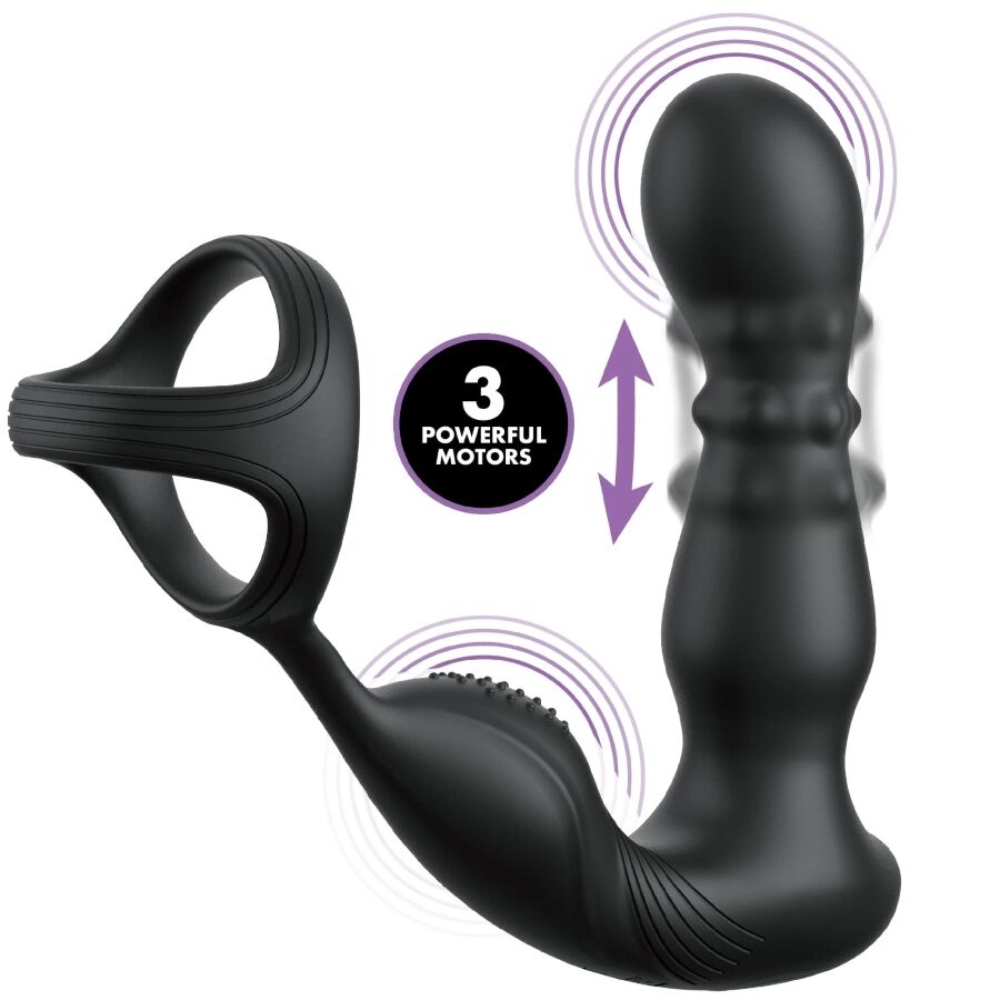 Anal Fantasy Elite – Plug anale con anello fallico, perline scorrevoli e telecomando