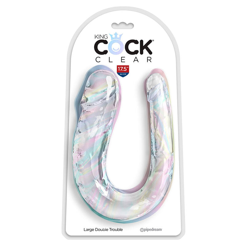King Cock Clear Double Trouble – Doppeldildo, transparent, 44 cm