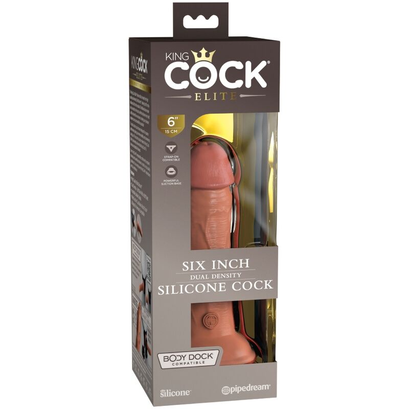 King Cock Elite — Gode silicone 6 pouces — Caramel
