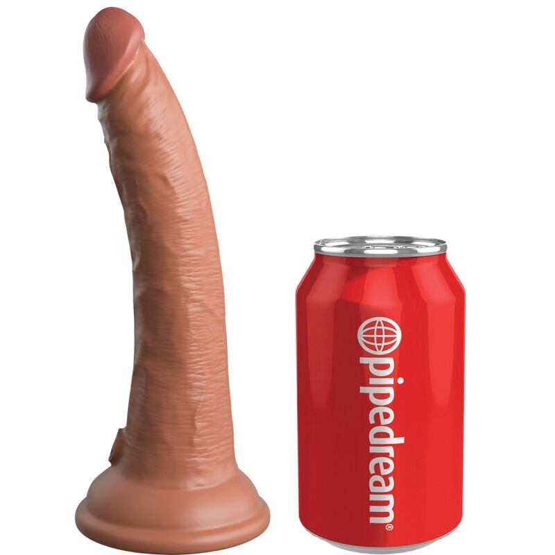 King Cock Elite – Consolador de silicona fino y curvo, 7 pulgadas – Caramelo