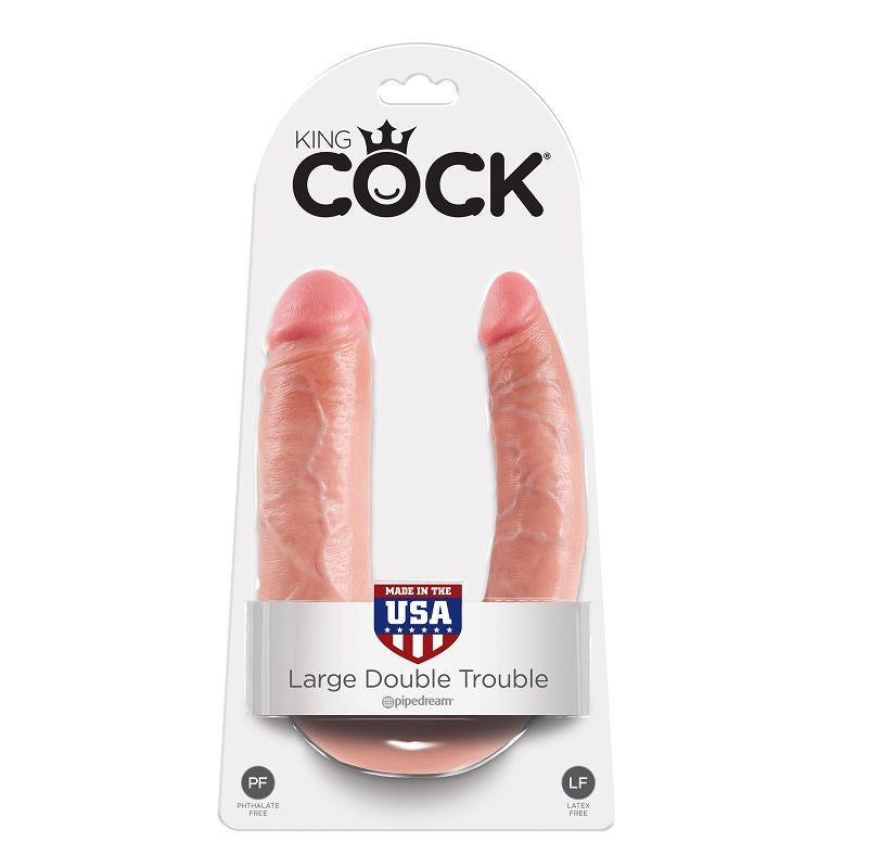 King Cock Large Double Trouble – Dildo doppio a U, 49,5 cm