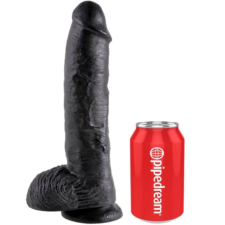 Pipedream King Cock – Dildo con testicoli e ventosa, 10 pollici – Nero