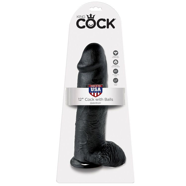 King Cock — Gode avec testicules 12 pouces — Noir