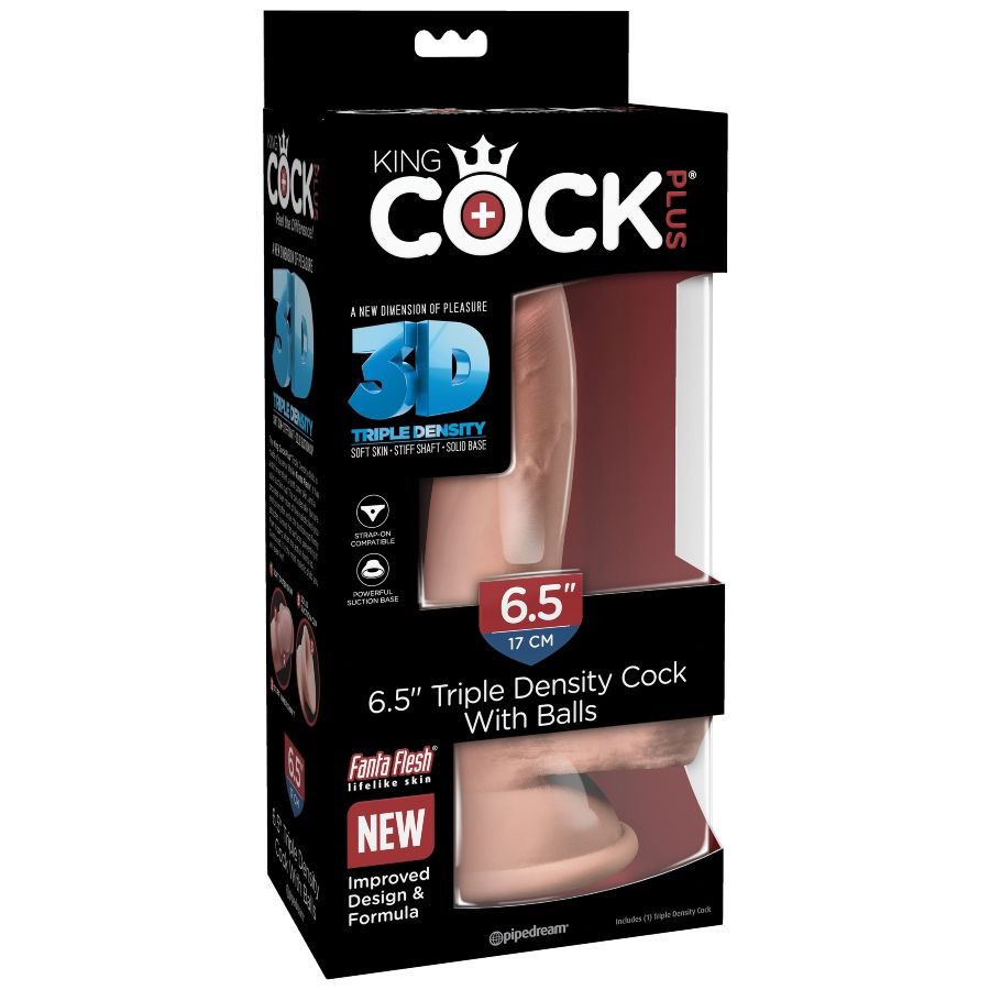 King Cock Plus – Dildo con testicoli a tripla densità, 6,5 pollici
