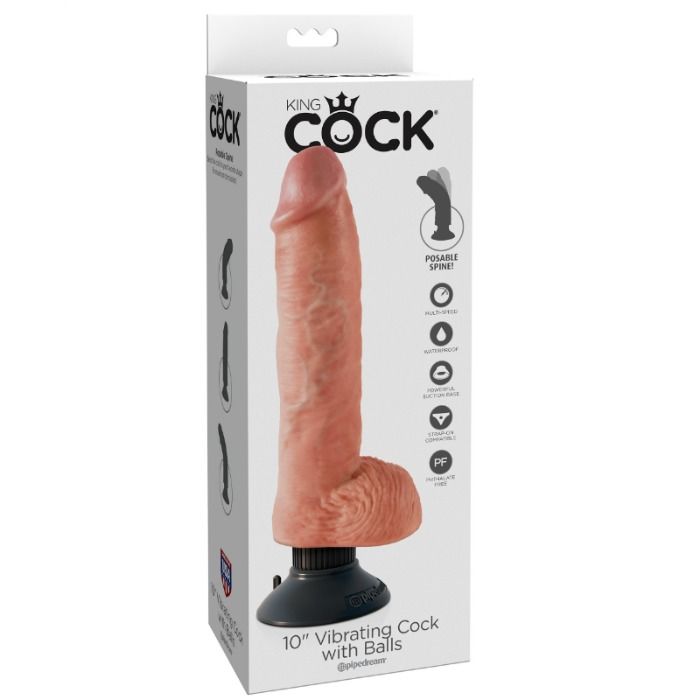 Pipedream King Cock – Vibrator mit Hoden, 25,5 cm, hautfarben