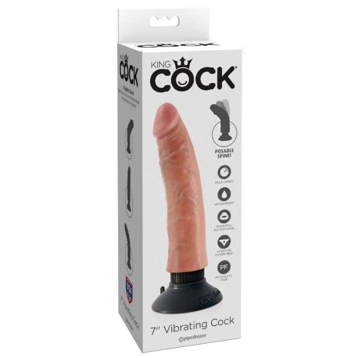 Vibratore realistico Pipedream King Cock color naturale da 17,78 cm con ventosa