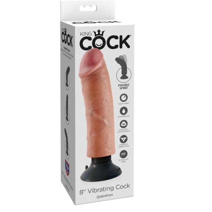 Vibratore realistico Pipedream King Cock color naturale da 20,32 cm con ventosa