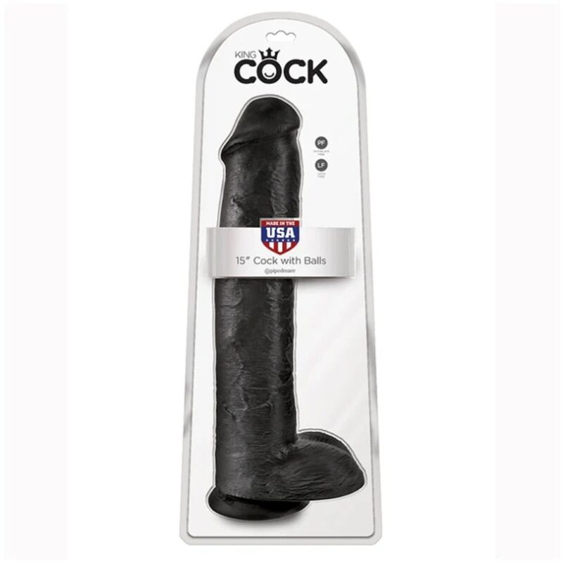 Pipedream King Cock – Dildo XXL con testicoli, 38 cm – Nero