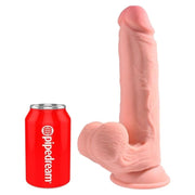 Pipedream King Cock Plus, consolador realista de triple densidad con testículos móviles, 23 cm, color carne
