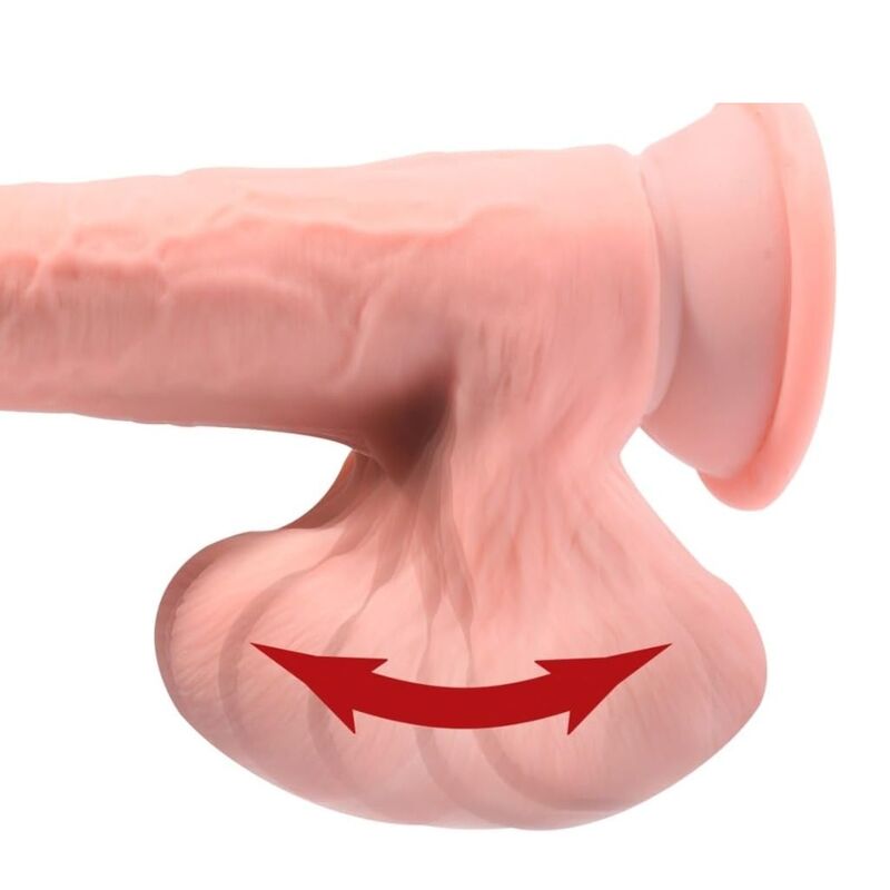 Pipedream King Cock Plus, consolador realista de triple densidad con testículos móviles, 23 cm, color carne