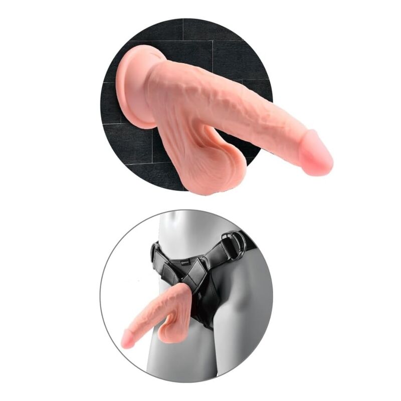 Pipedream King Cock Plus, consolador realista de triple densidad con testículos móviles, 23 cm, color carne