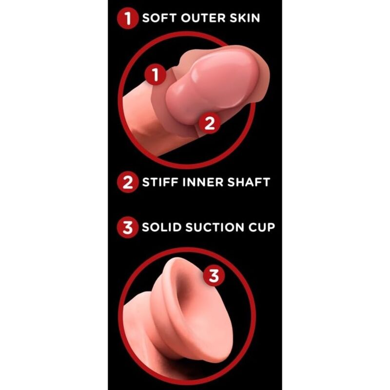 Pipedream King Cock Plus, consolador realista de triple densidad con testículos móviles, 23 cm, color carne