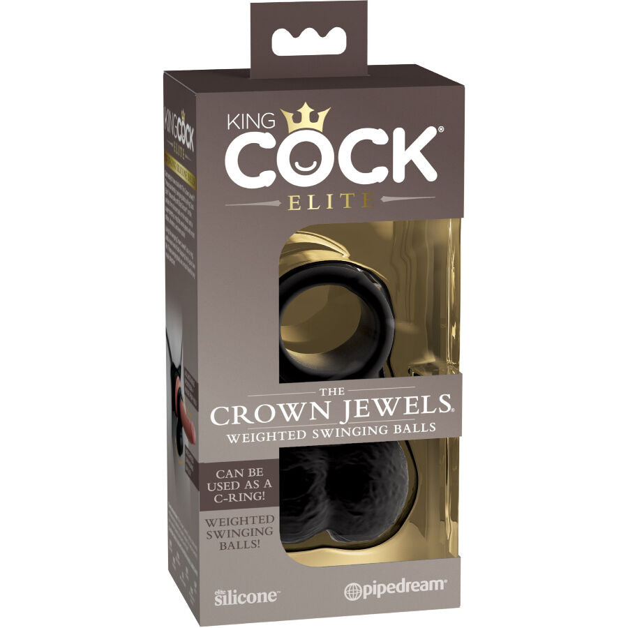 Anello fallico King Cock Elite The Crown Jewels con sfere in silicone