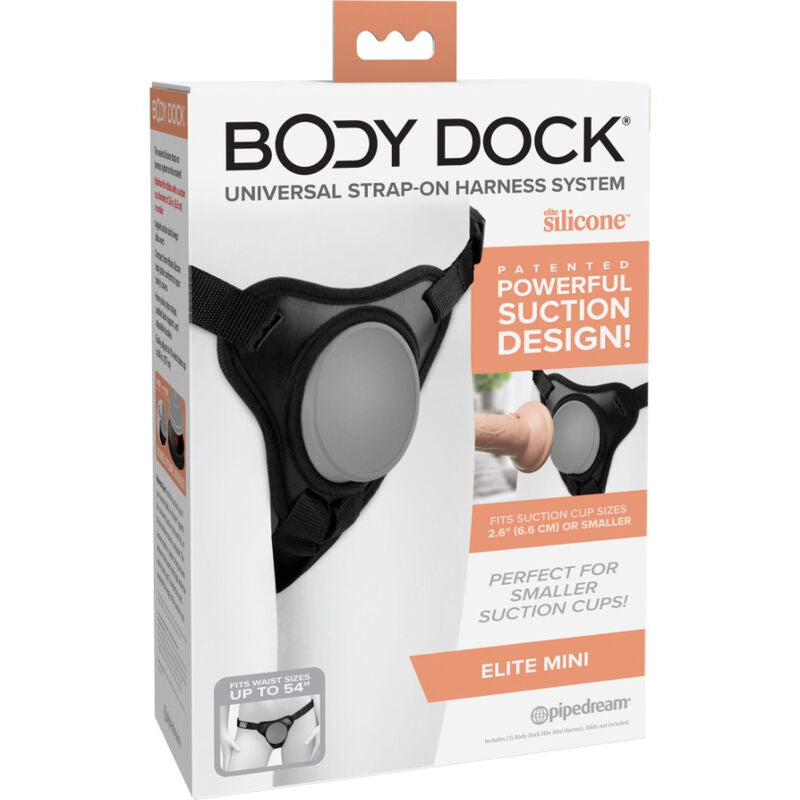 Imbracatura strap-on Pipedream Body Dock Elite Mini con piastra in silicone