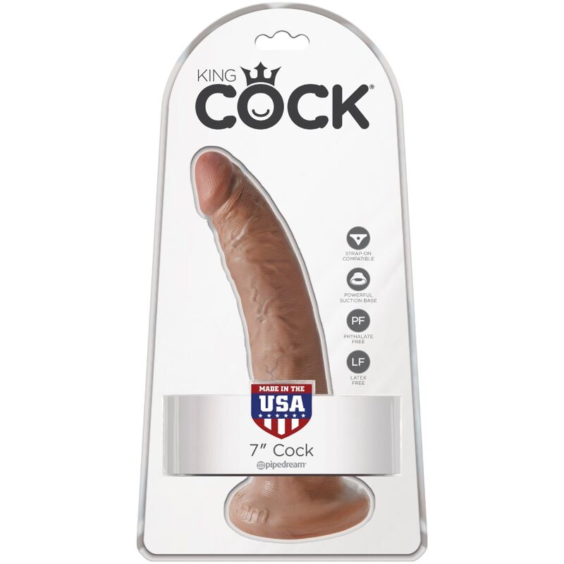 Pipedream King Cock – Dildo realistico sottile con ventosa, 7 pollici – Caramello