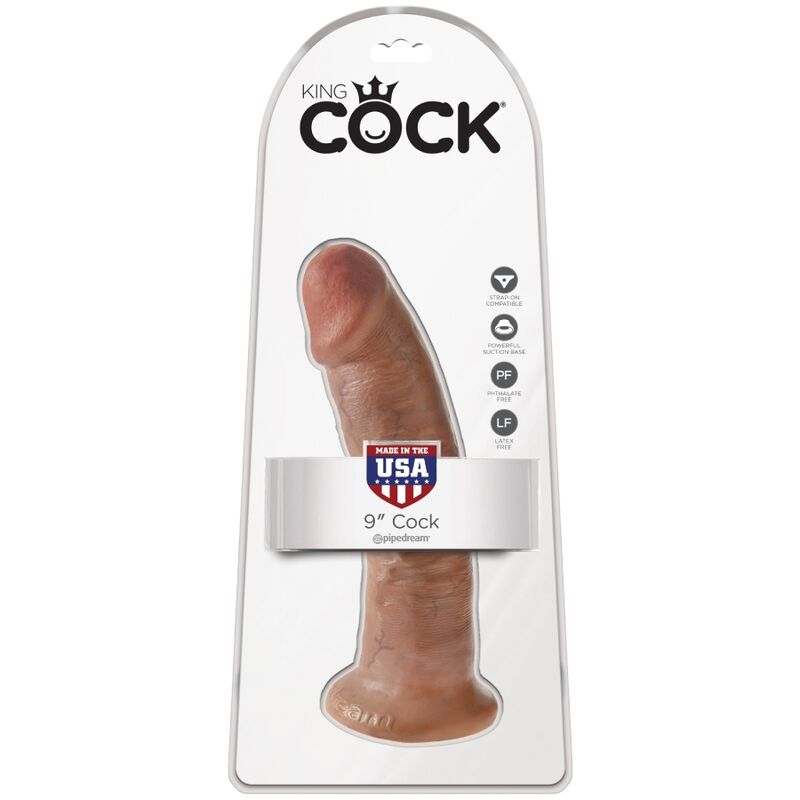 Pipedream King Cock – Consolador realista inclinado, 9 pulgadas – Caramelo