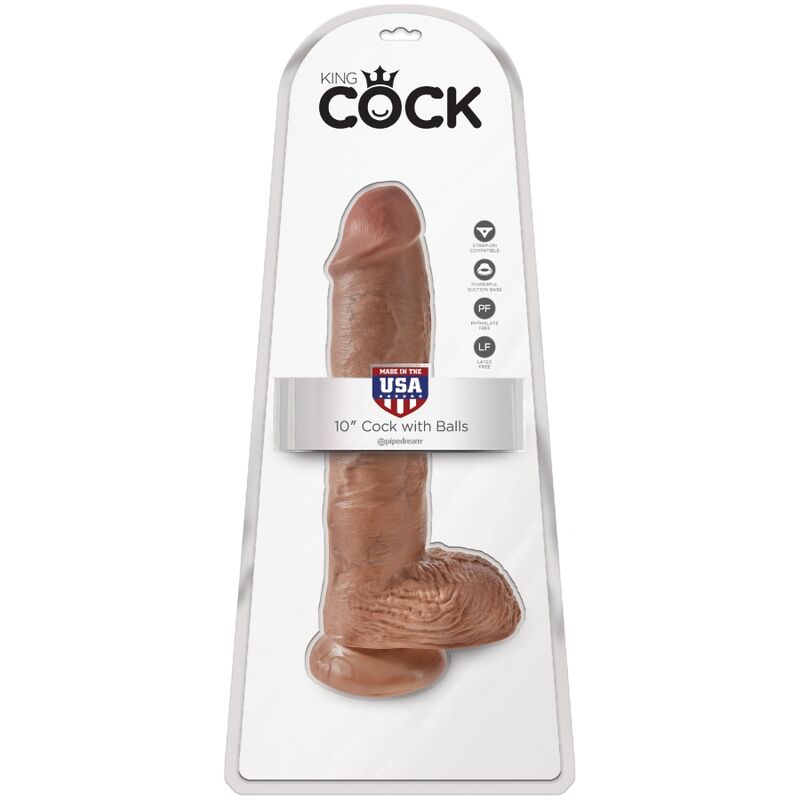 Pipedream King Cock – Dildo con testicoli e ventosa, 10 pollici – Caramello