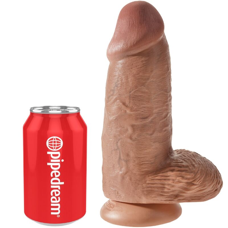 King Cock Chubby – Consolador realista ancho con ventosa, 7,5 cm – Caramelo