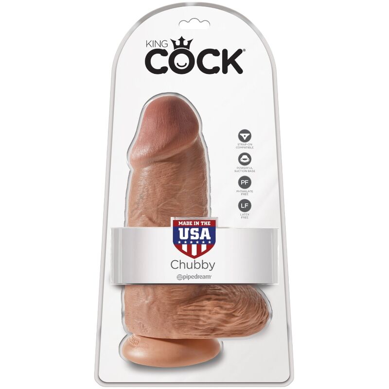 King Cock Chubby – Consolador realista ancho con ventosa, 7,5 cm – Caramelo