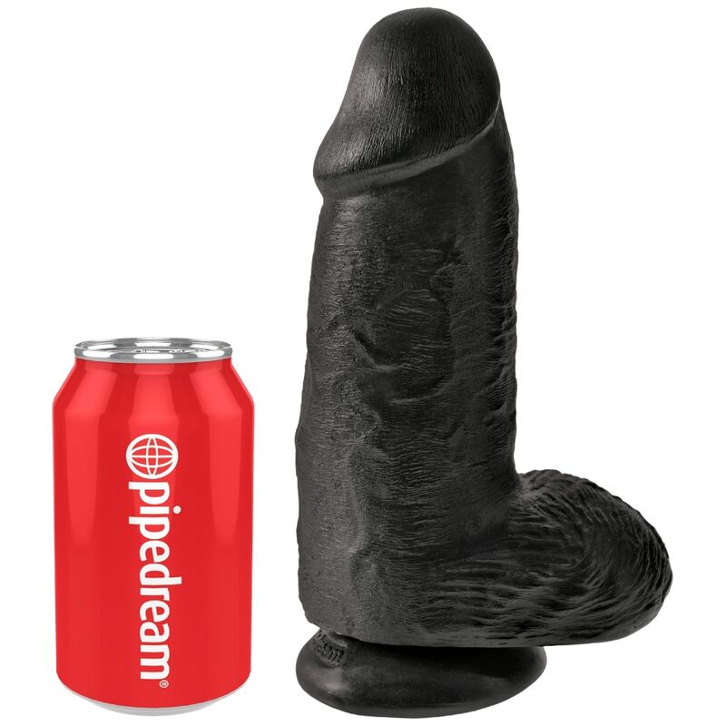 King Cock Chubby – Consolador realista ancho con ventosa, 7,5 cm – Negro