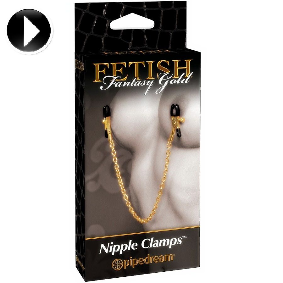 Pinze per capezzoli Fetish Fantasy Gold con catenella dorata
