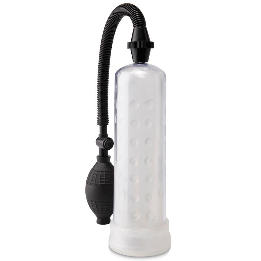 Silicone Power Pump: cilindro transparente con motivo de puntos, tubo y pera negros