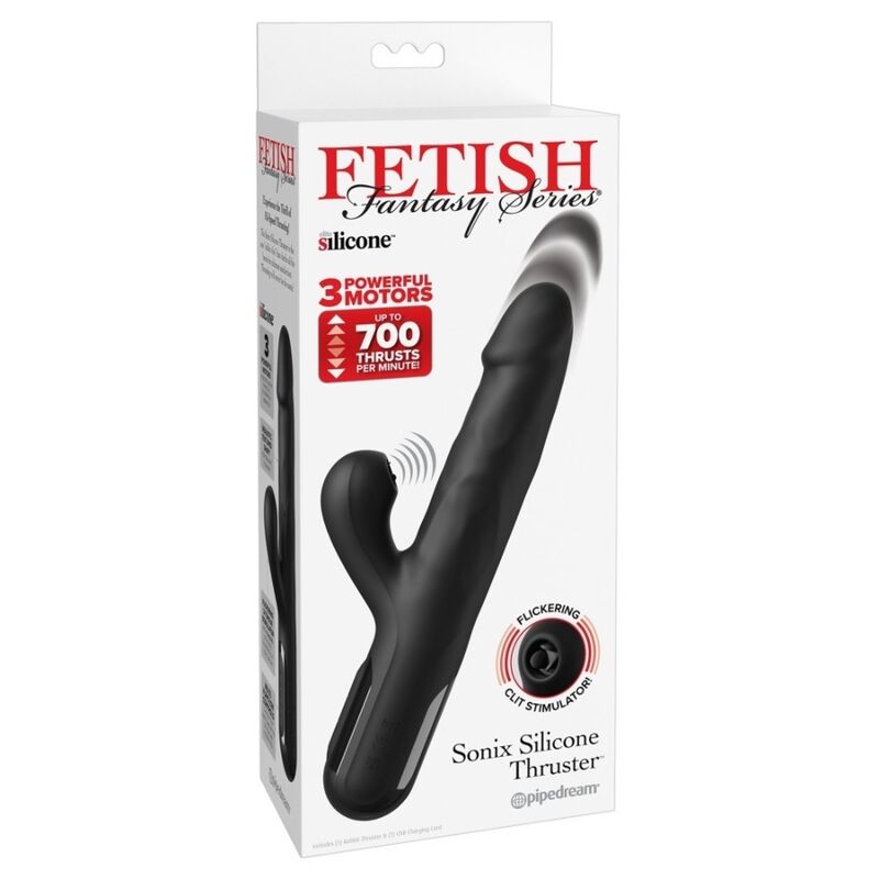 Vibrador rabbit Pipedream Sonix de silicona negra