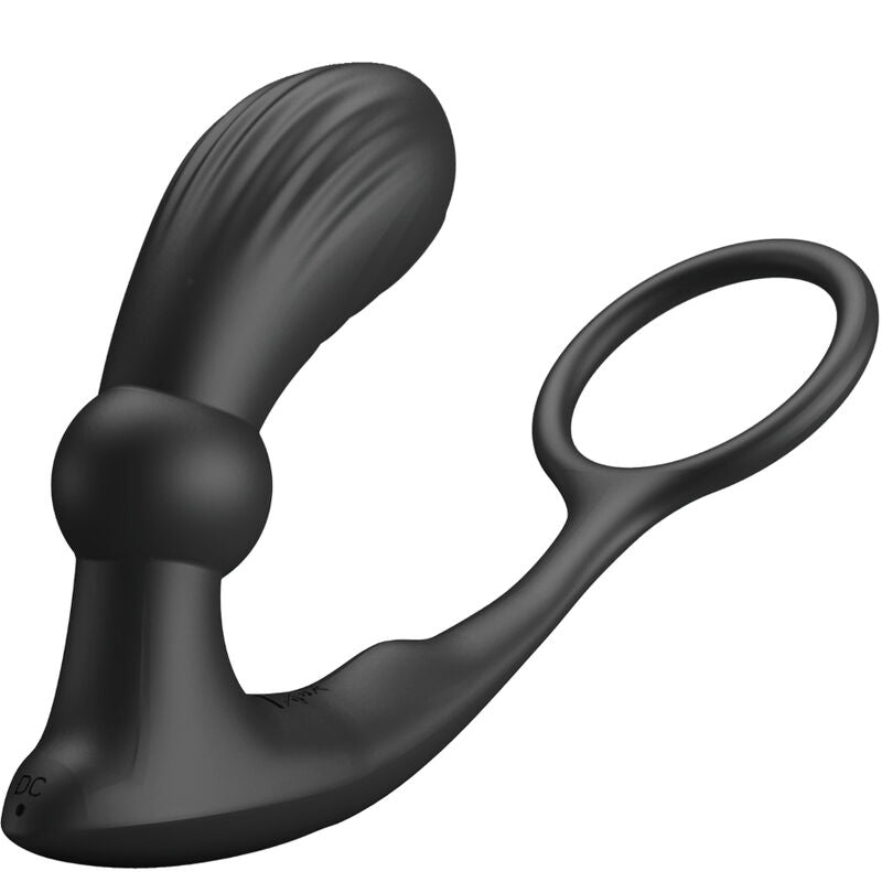 Pretty Love Warren – Penisring mit vibrierendem Analplug in Schwarz