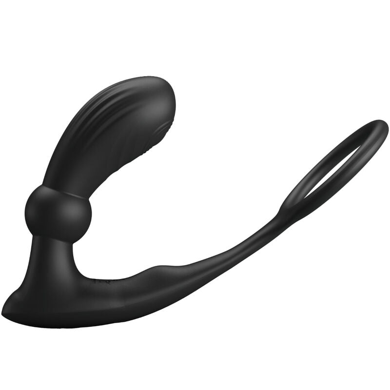 Pretty Love Warren – Penisring mit vibrierendem Analplug in Schwarz