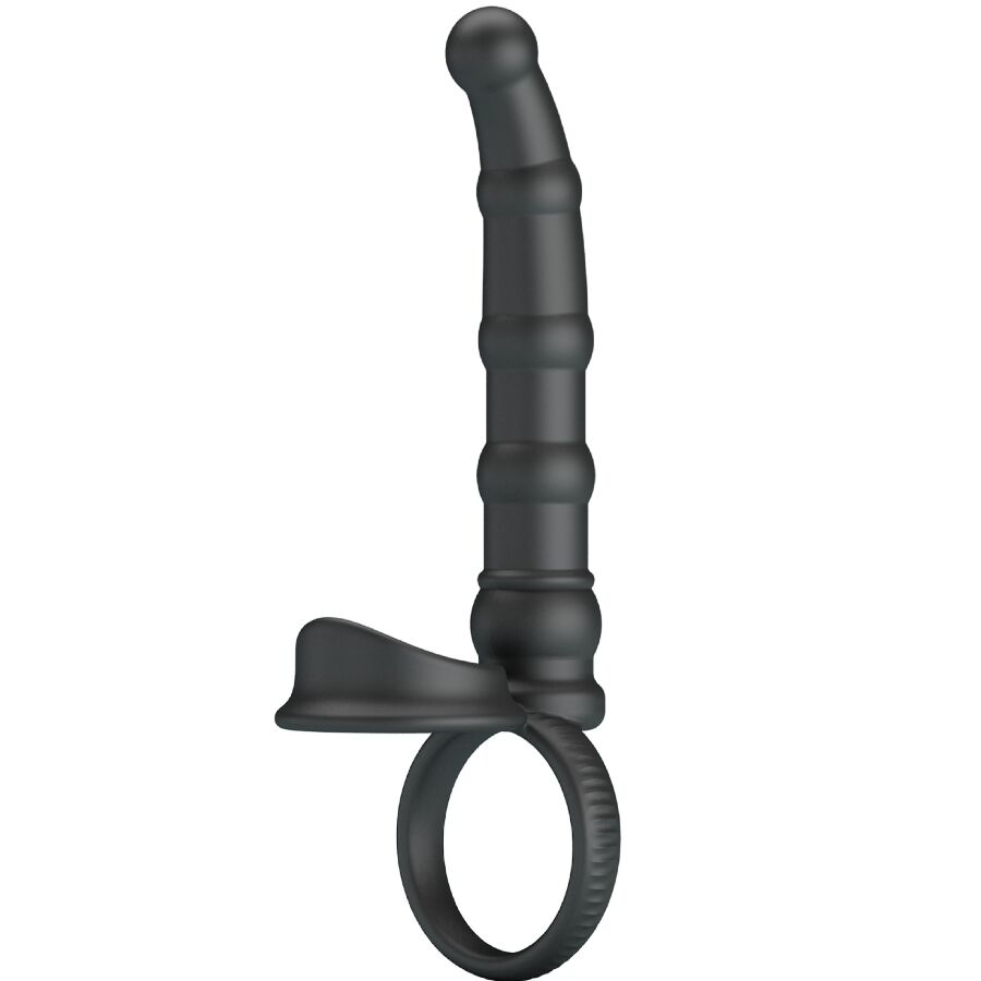 Pretty Love — Anneau pénis vibrant tatum avec plug 10 vibrations noir