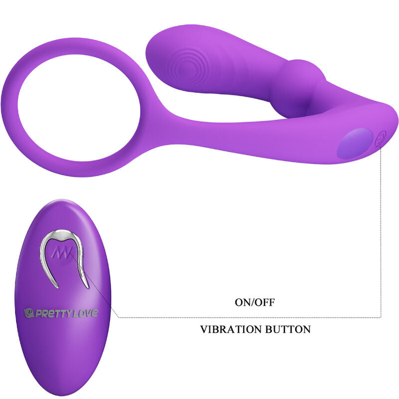 Plug anale vibrante Pretty Love Warren viola, con due anelli